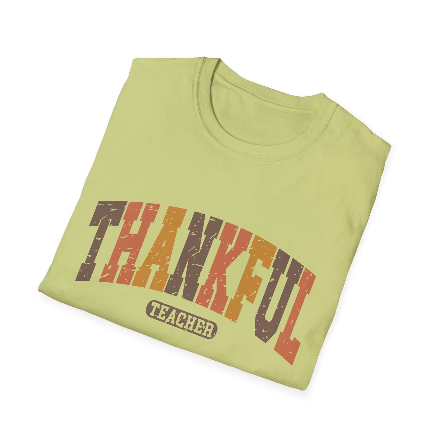 Thankful Teacher Unisex Softstyle Thanksgiving Teacher T-Shirt – Perfect for Educators and Appreciation Days