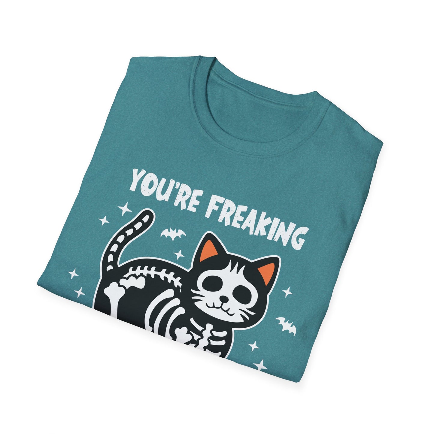 You're Freaking Meowt Skeleton Cat Unisex Softstyle Halloween T-Shirt