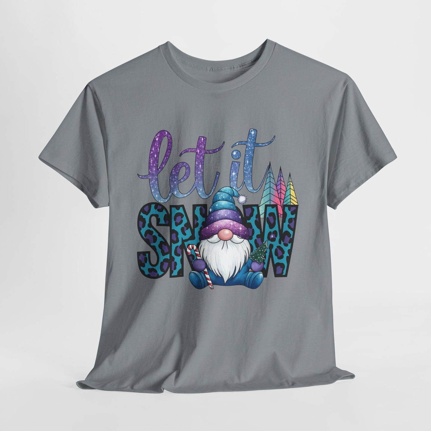 Let It Snow Unisex Heavy Cotton Tee - Fun Winter Holiday Gnome Design