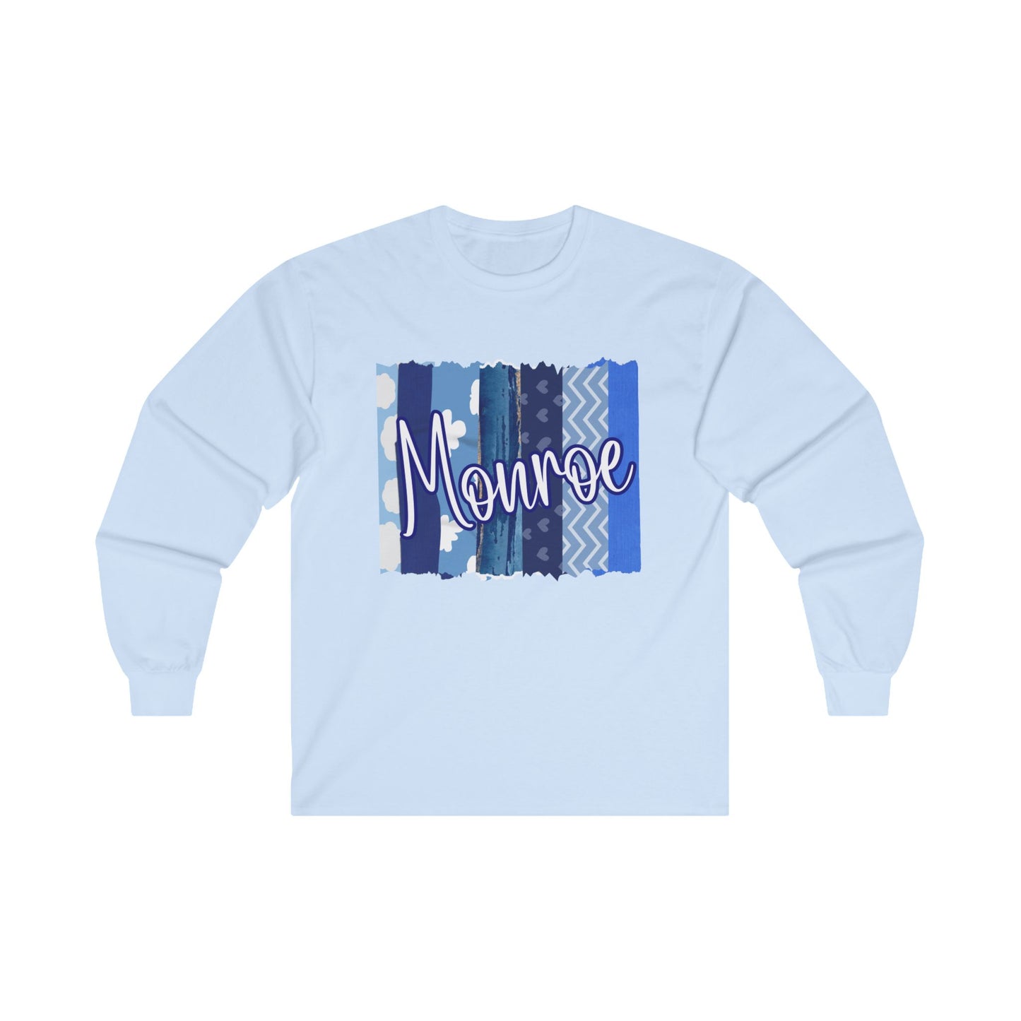 Monroe Patchwork Long Sleeve Tee - Stylish Unisex Cotton Shirt for Casual Wear