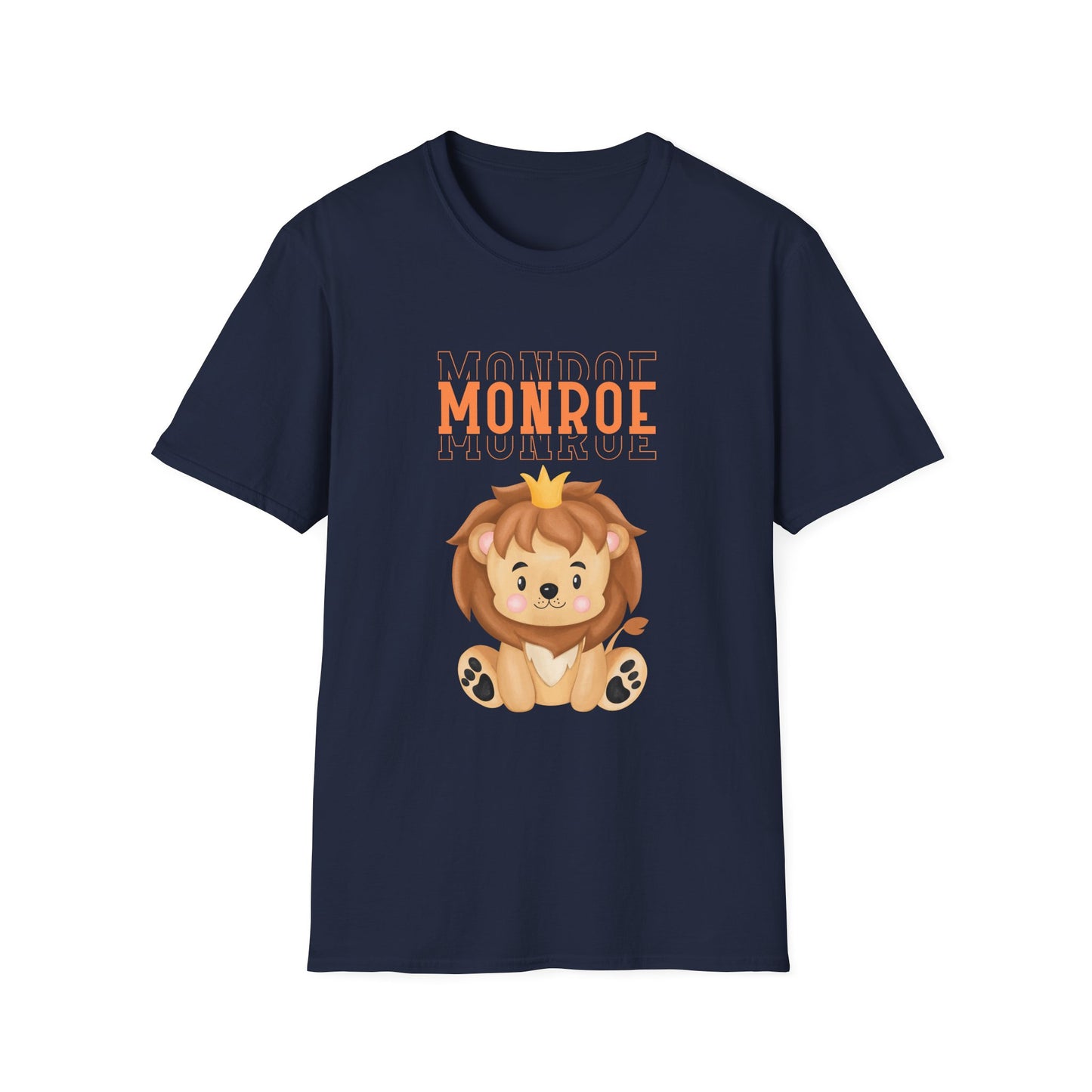 Triple Monroe Orange Lettering with Cute Lion King Unisex Adult Softstyle T-Shirt