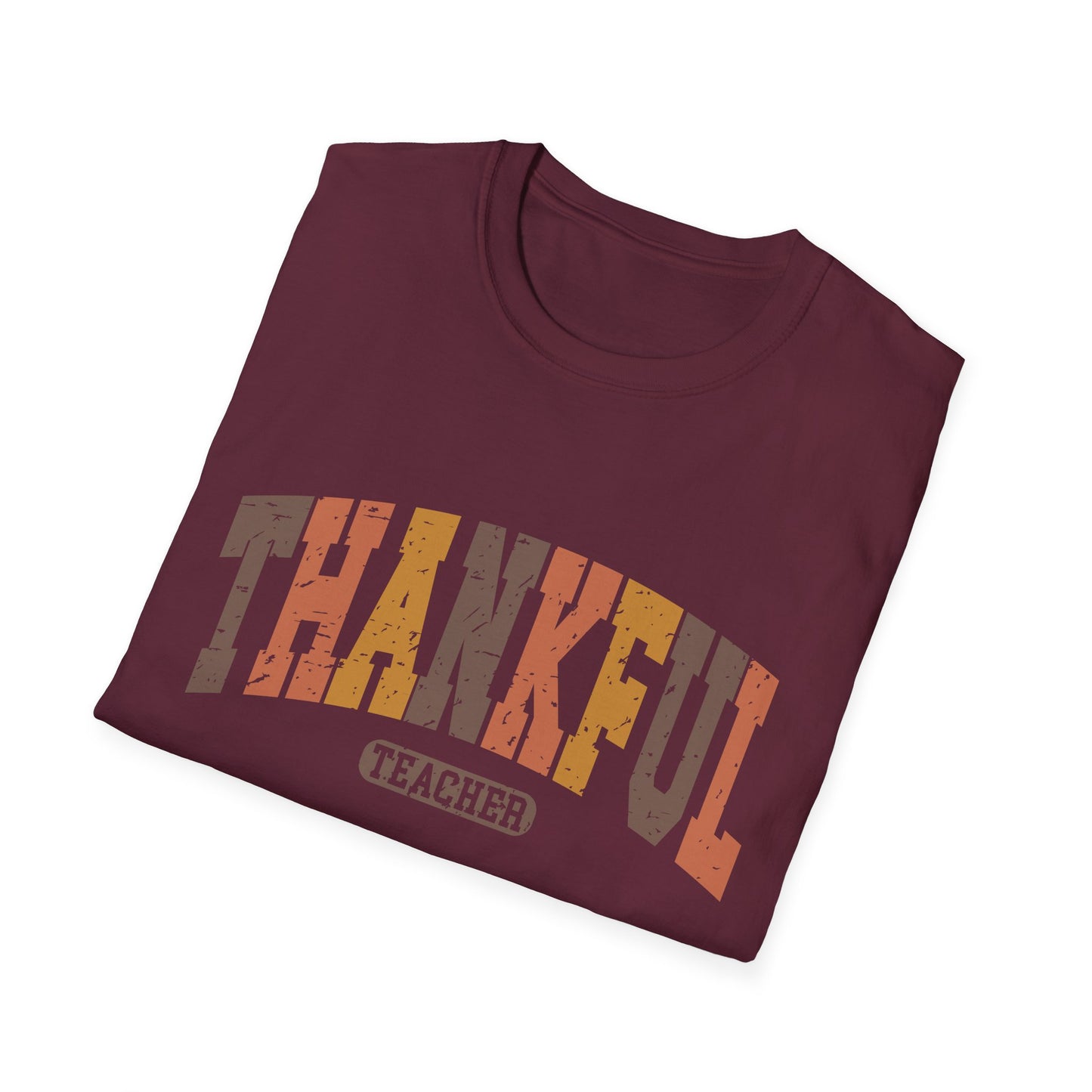 Thankful Teacher Unisex Softstyle Thanksgiving Teacher T-Shirt – Perfect for Educators and Appreciation Days