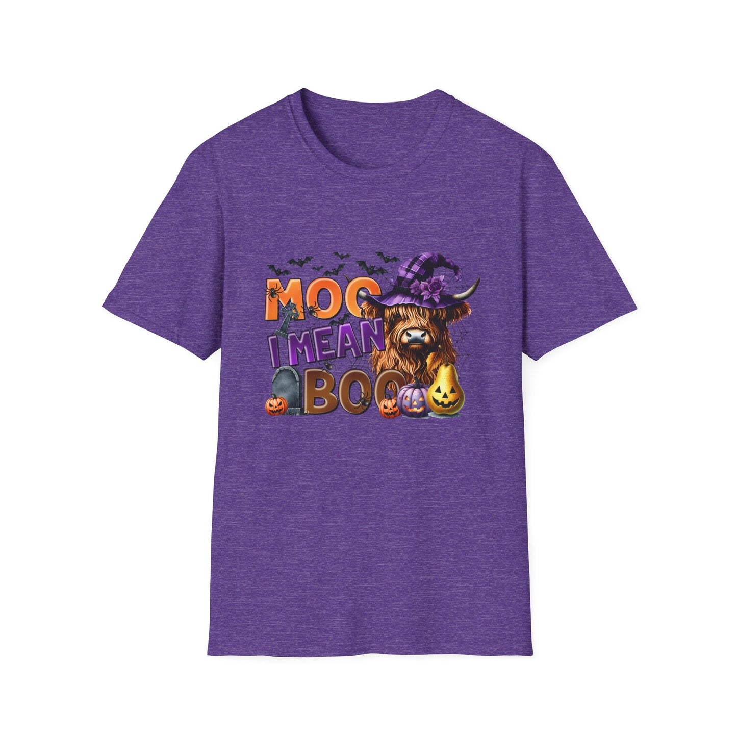 Funny Cow Halloween T-Shirt - "MOO I Mean BOO" - Unisex Softstyle Tee