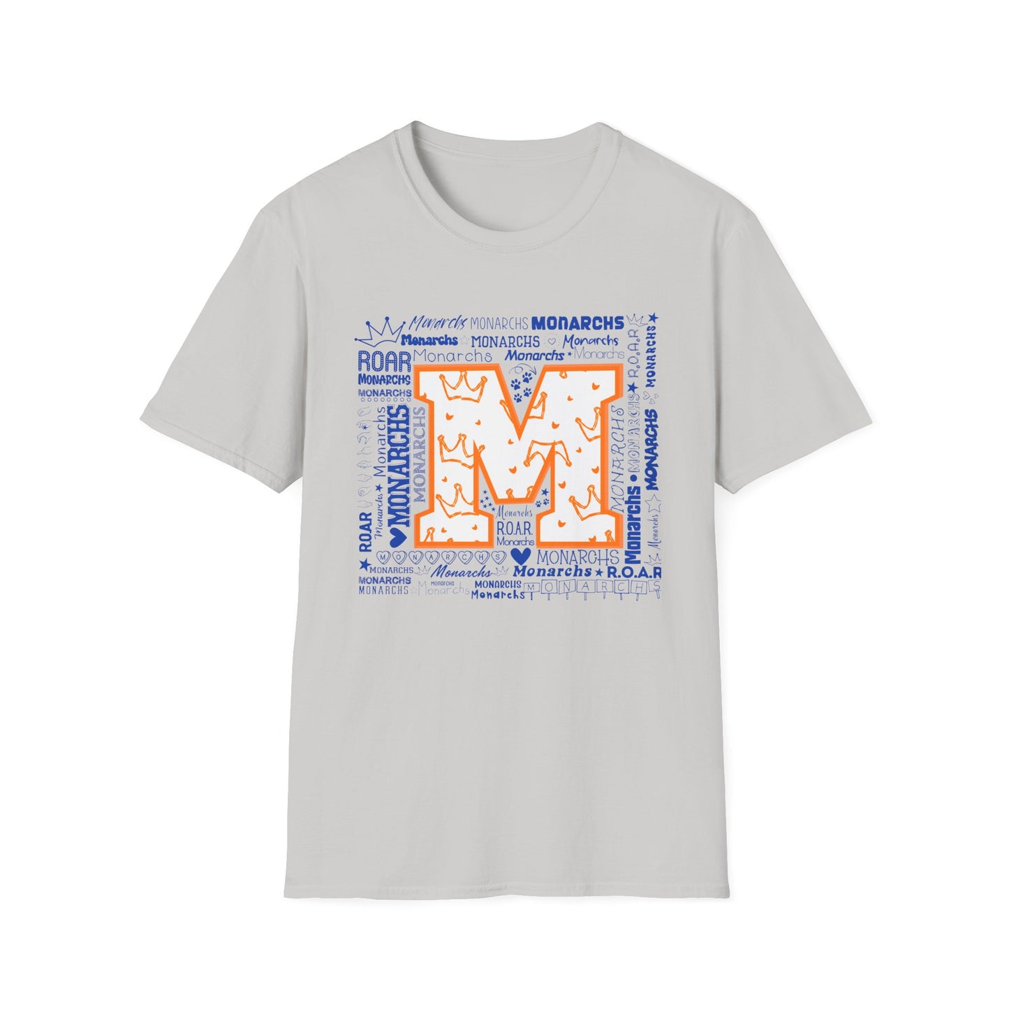 Orange Crown M Monarchs Unisex Softstyle T-Shirt - ROAR Design