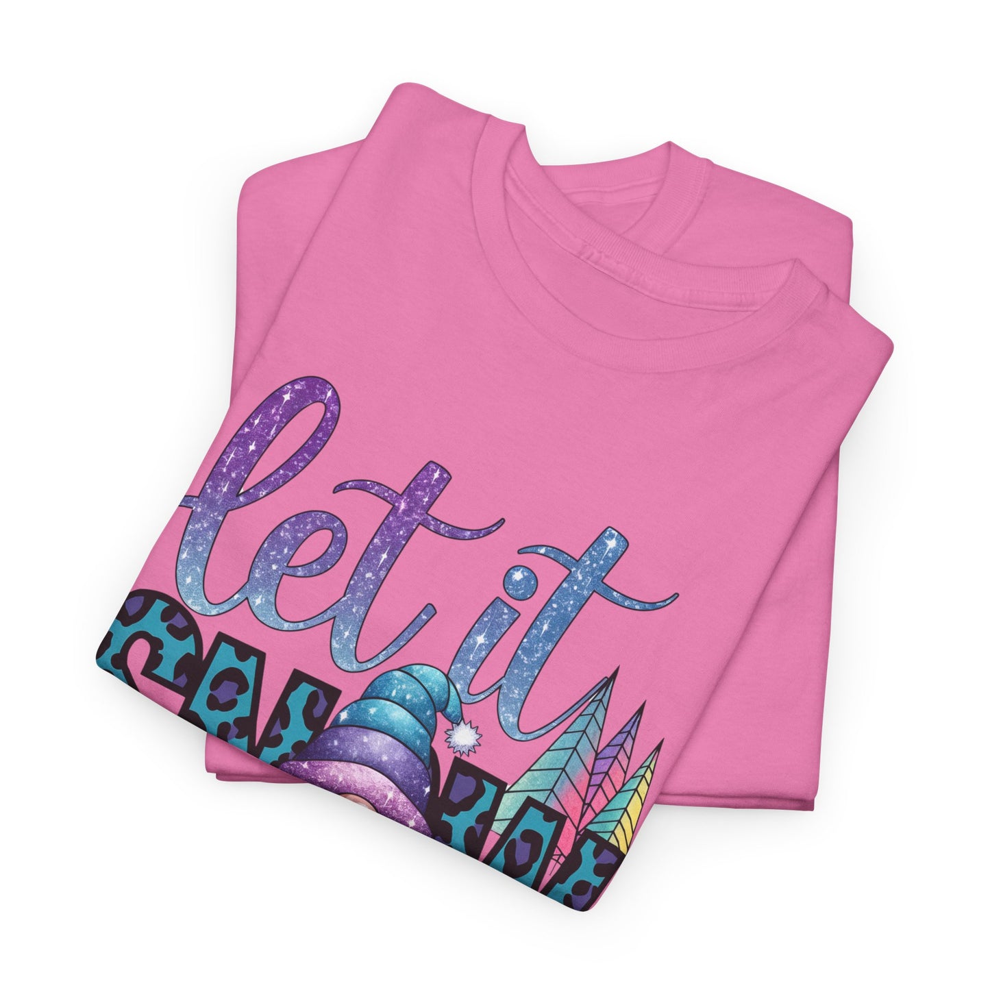 Let It Snow Unisex Heavy Cotton Tee - Fun Winter Holiday Gnome Design