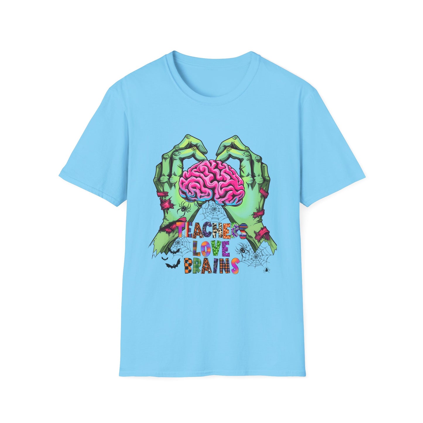 Teachers Love Brains Graphic T-Shirt for Halloween Enthusiasts