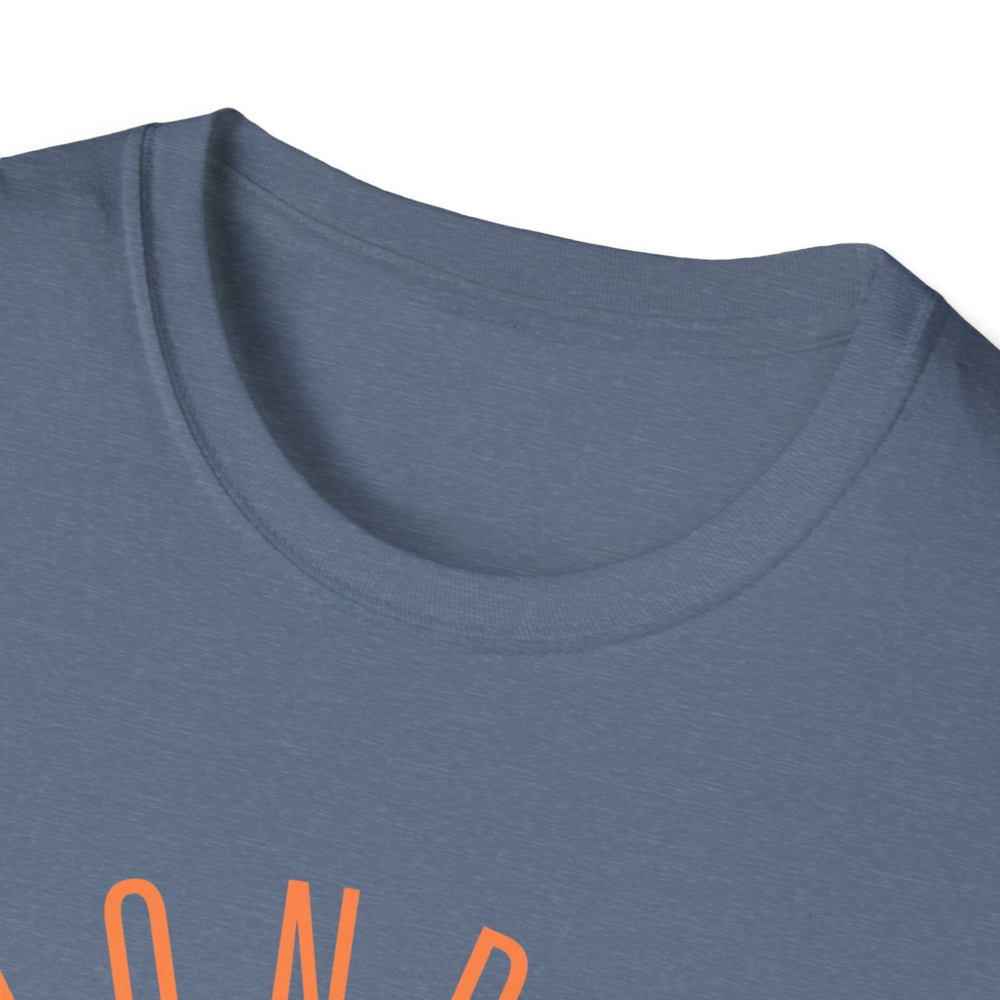 Monroe Monarchs (Orange Lettering) with Cute Grinning  Lion Adult Unisex Softstyle T-Shirt