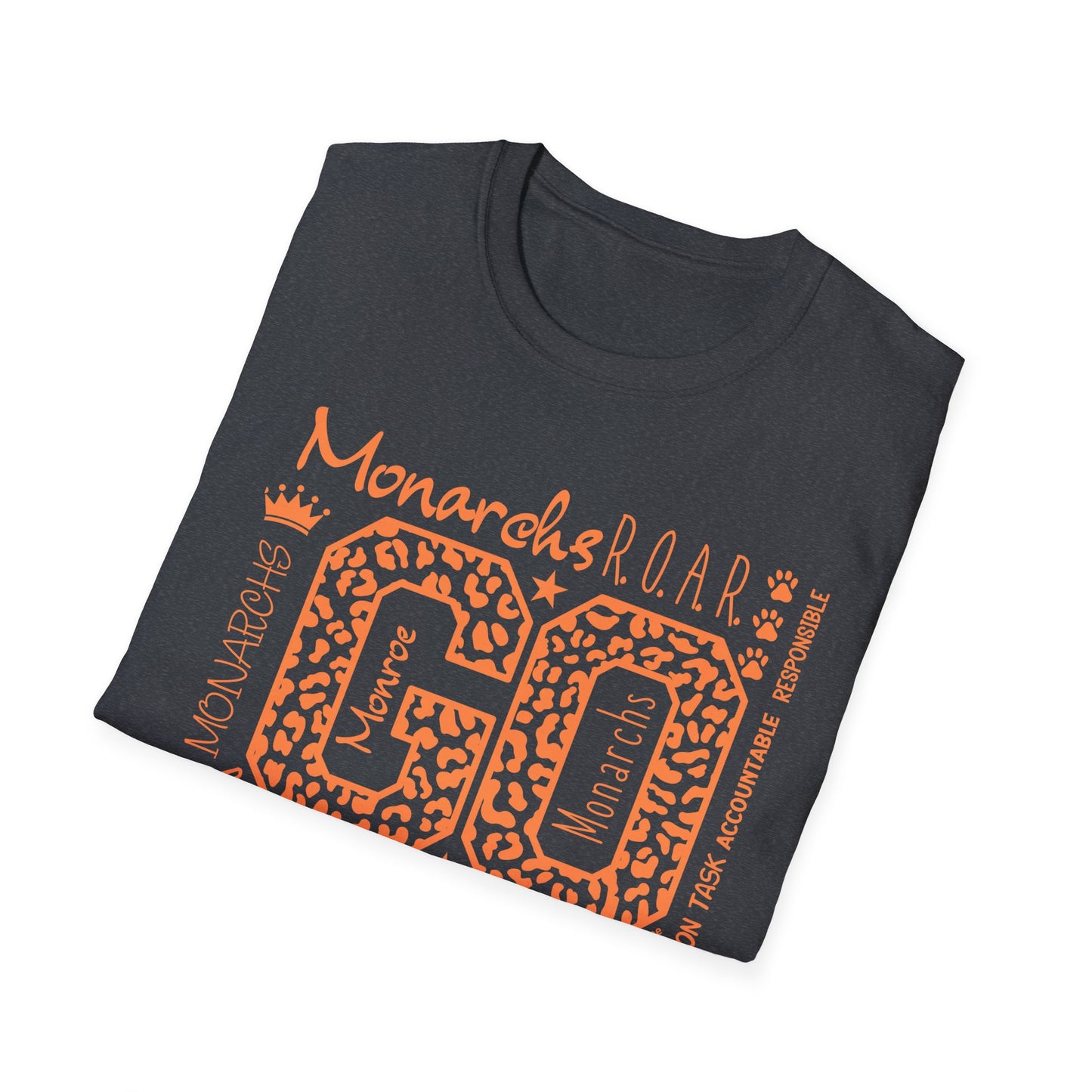 Go  Monarchs Orange Leopard Print Unisex Softstyle T-Shirt
