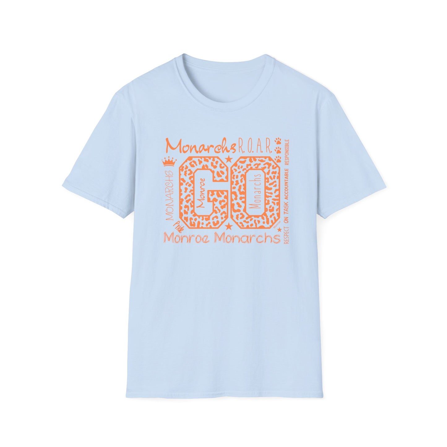 Go  Monarchs Orange Leopard Print Unisex Softstyle T-Shirt