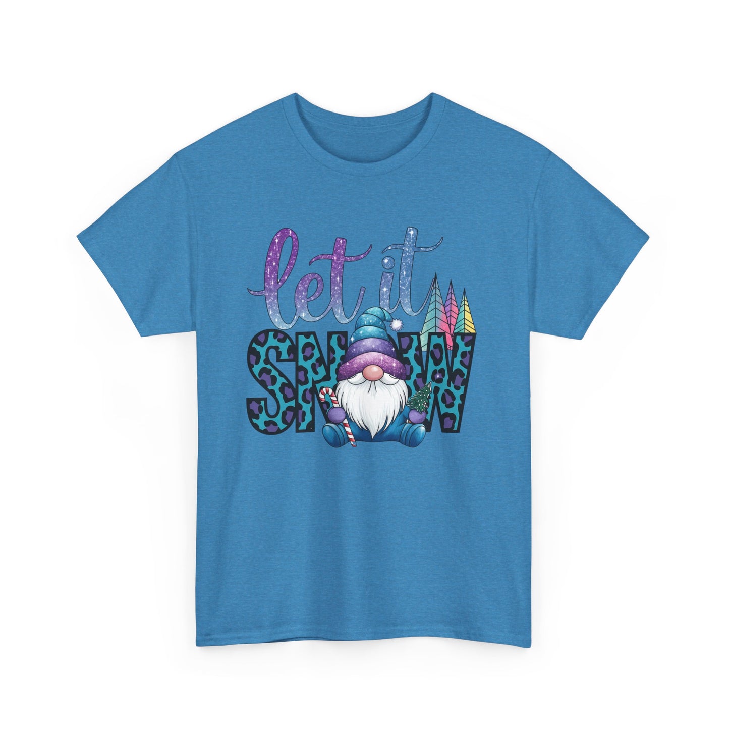 Let It Snow Unisex Heavy Cotton Tee - Fun Winter Holiday Gnome Design