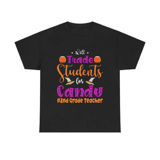 Trade Students for Candy #2nd Grade Teacher Halloween School Tee Unisex