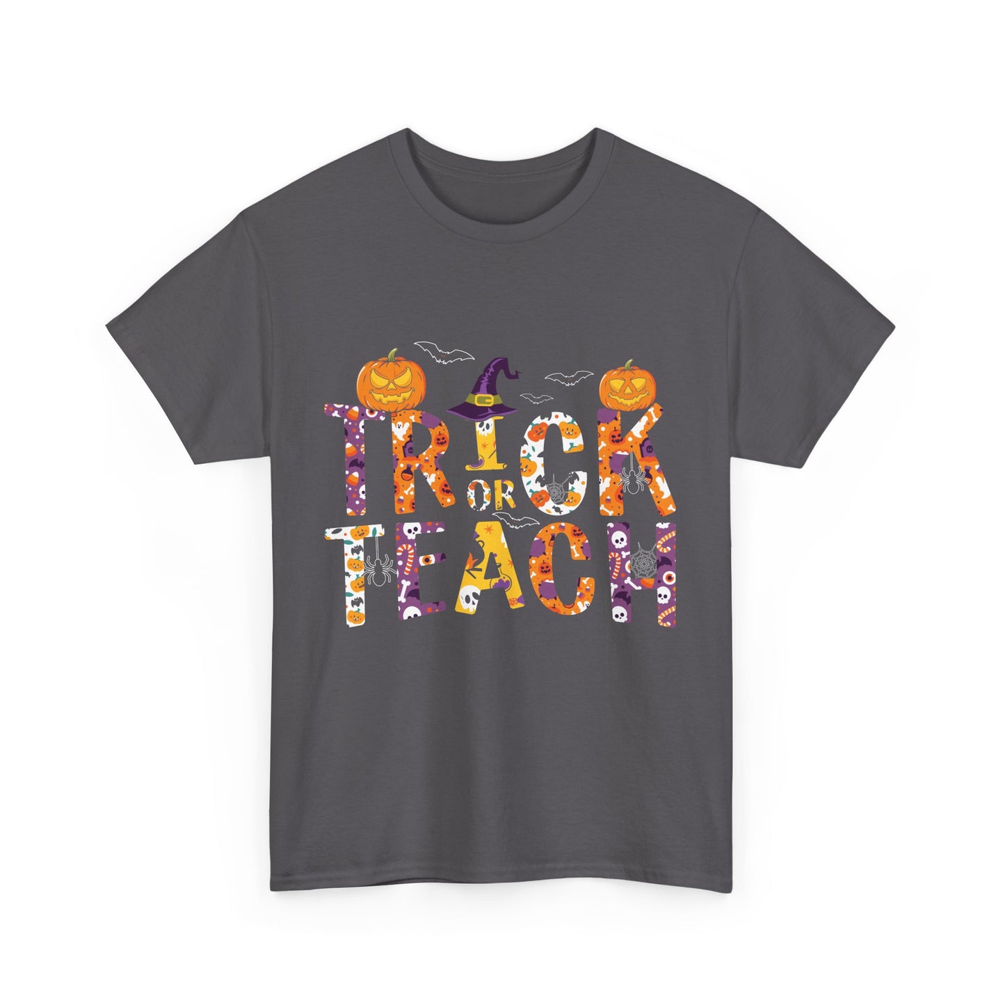 Trick or Teach Halloween School Teacher Unisex Heavy Cotton Tee