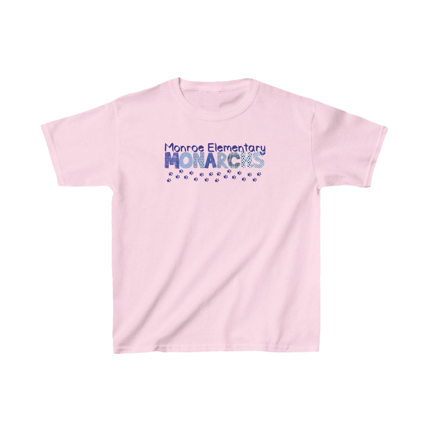 Kids Monroe Elementary Monarchs Blue Pattern Heavy Cotton™ Tee - School Spirit Shirt