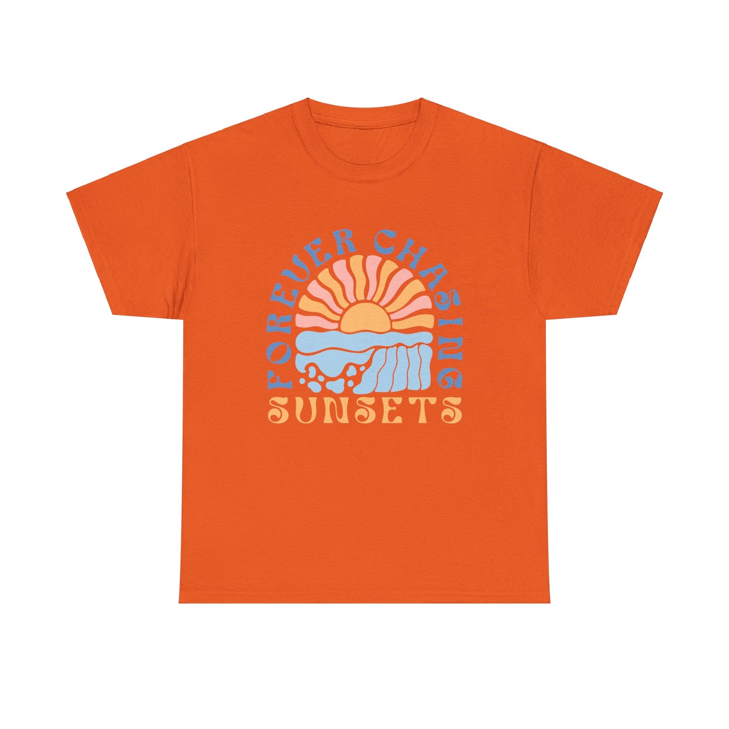 Forever Chasing Sunsets Retro Summer Unisex Heavy Cotton Tee