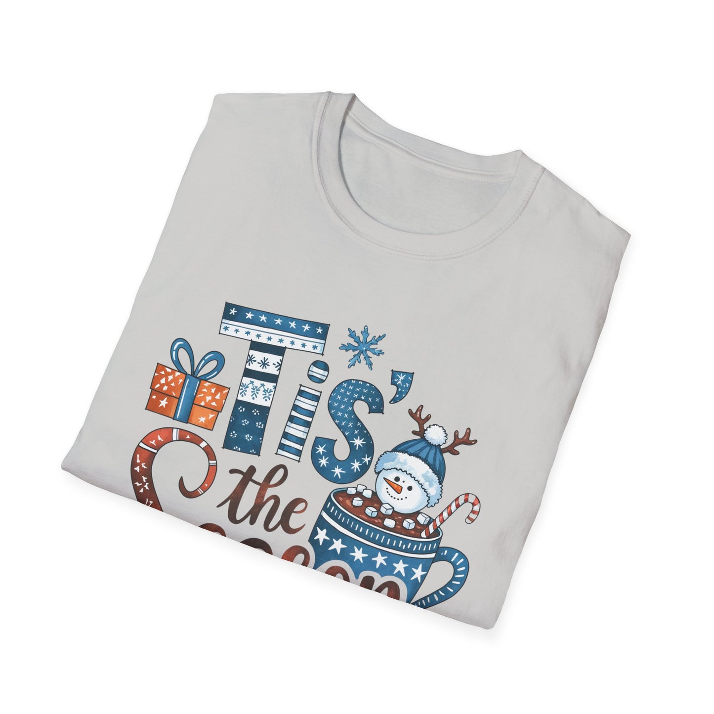 Winter Holiday Snowman Mug Design Unisex Softstyle T-Shirt - ‘Tis the Season Festive Tee