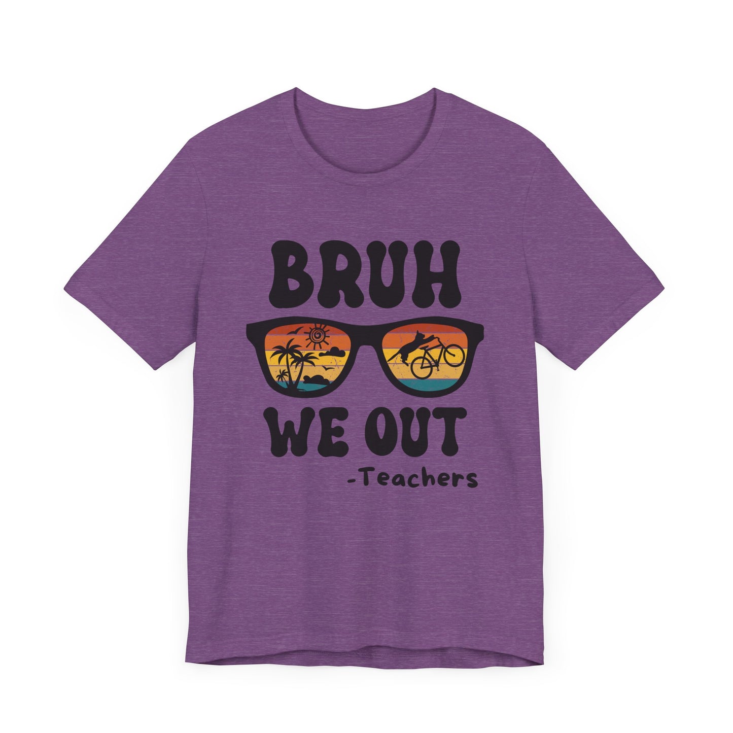 Bruh We OUT Teacher Sunglasses with CatUnisex Jersey Short Sleeve Tee