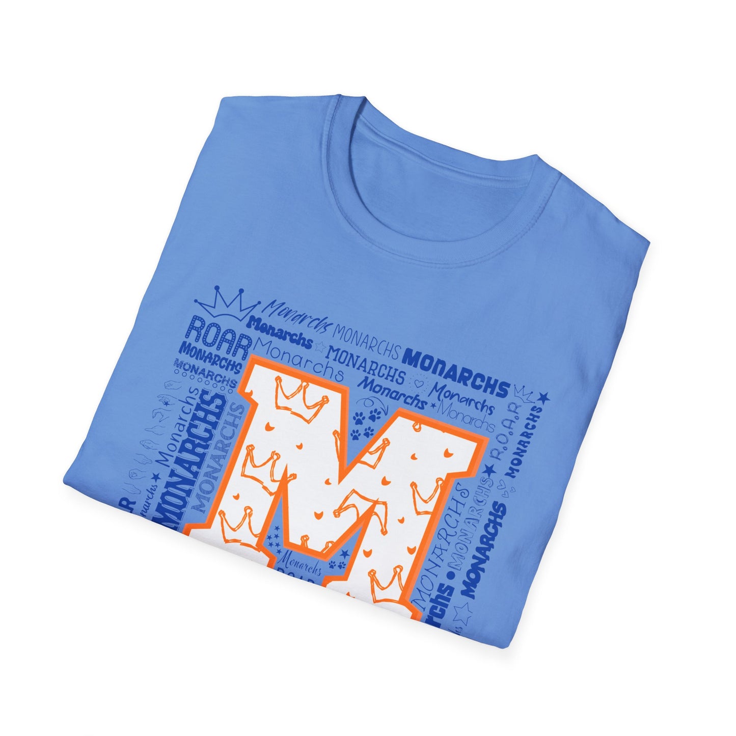 Orange Crown M Monarchs Unisex Softstyle T-Shirt - ROAR Design