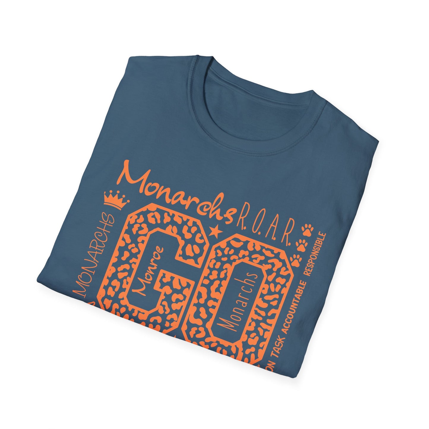 Go  Monarchs Orange Leopard Print Unisex Softstyle T-Shirt