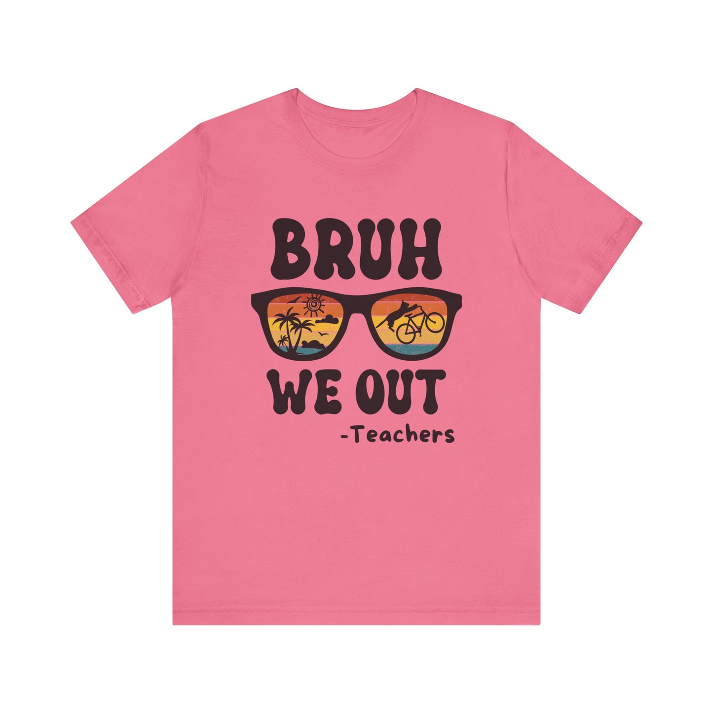 Bruh We OUT Teacher Sunglasses with CatUnisex Jersey Short Sleeve Tee