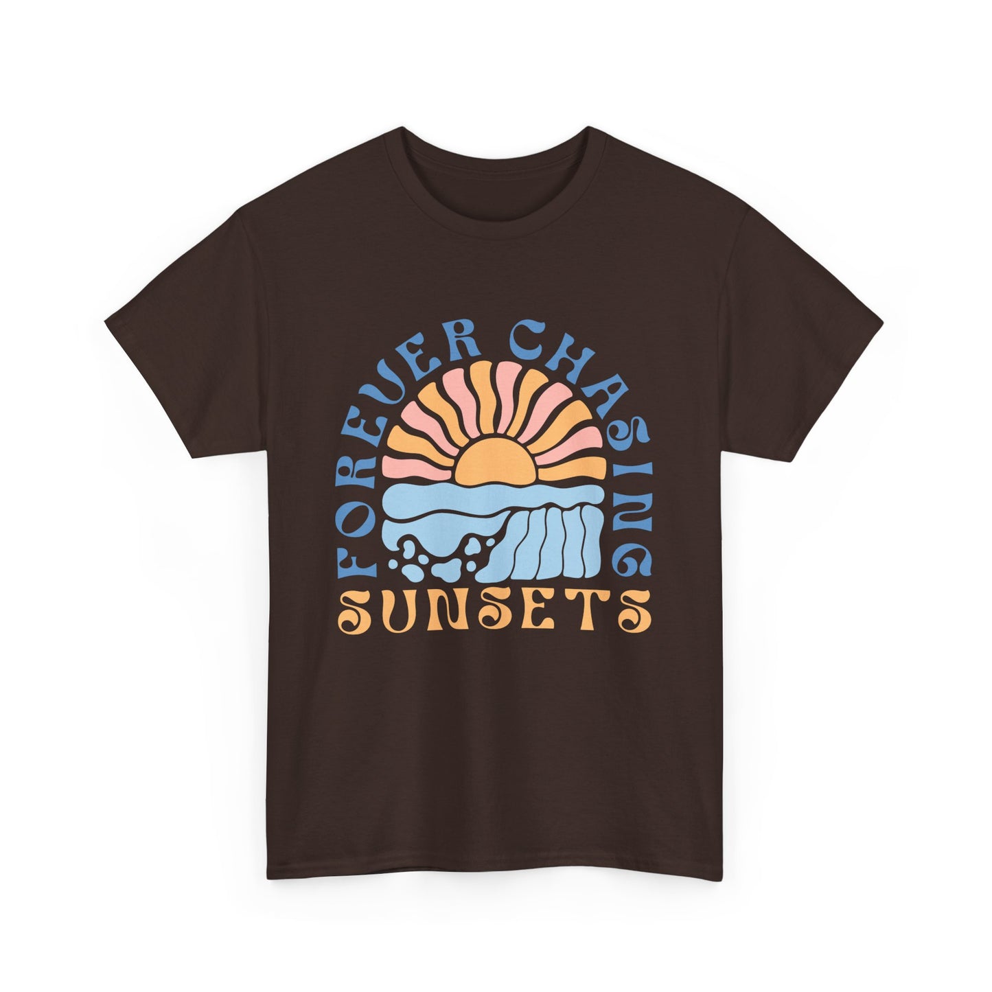 Forever Chasing Sunsets Retro Summer Unisex Heavy Cotton Tee