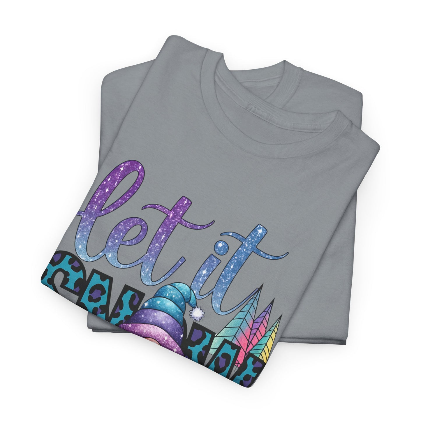 Let It Snow Unisex Heavy Cotton Tee - Fun Winter Holiday Gnome Design