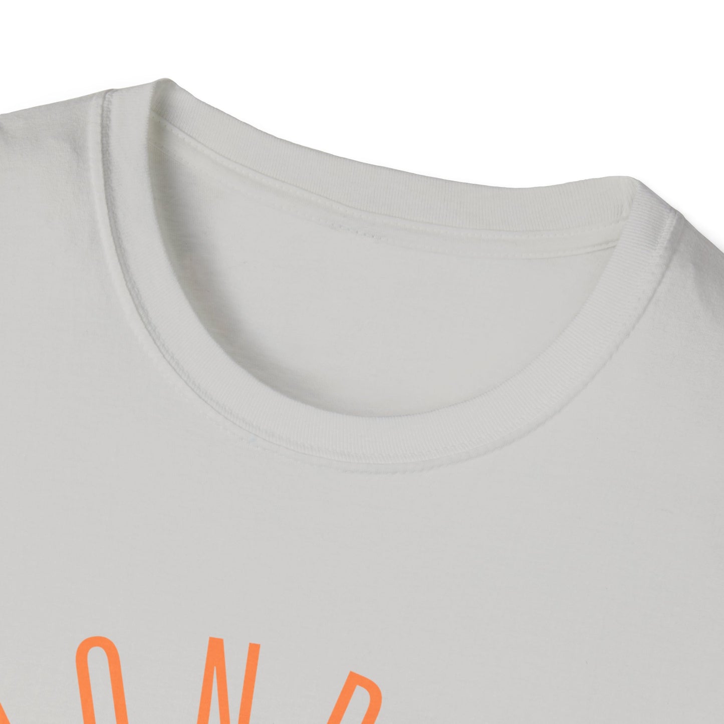 Monroe Monarchs (Orange Lettering) with Cute Grinning  Lion Adult Unisex Softstyle T-Shirt