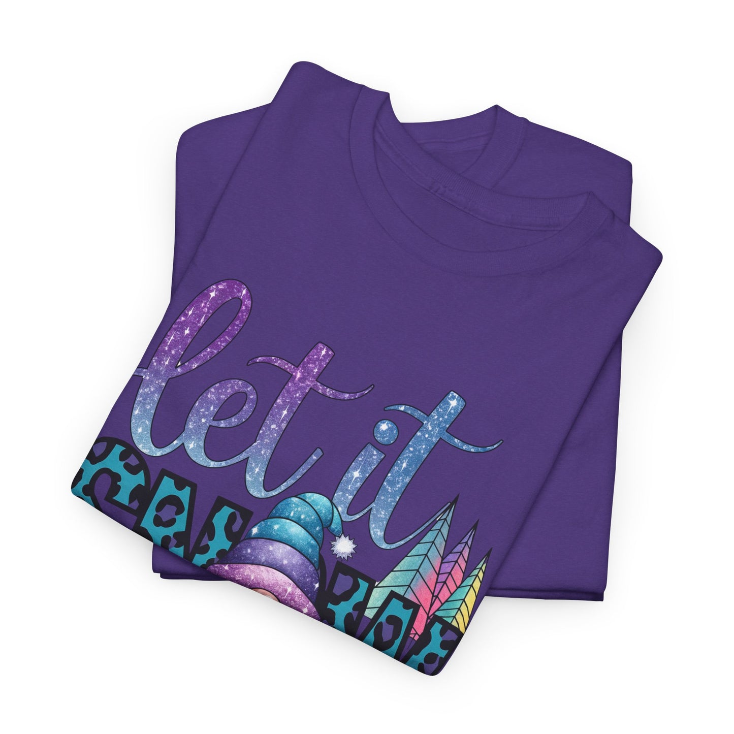 Let It Snow Unisex Heavy Cotton Tee - Fun Winter Holiday Gnome Design