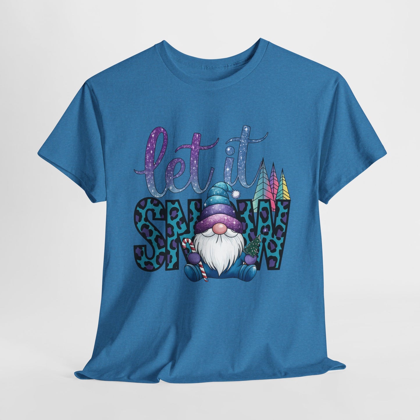 Let It Snow Unisex Heavy Cotton Tee - Fun Winter Holiday Gnome Design