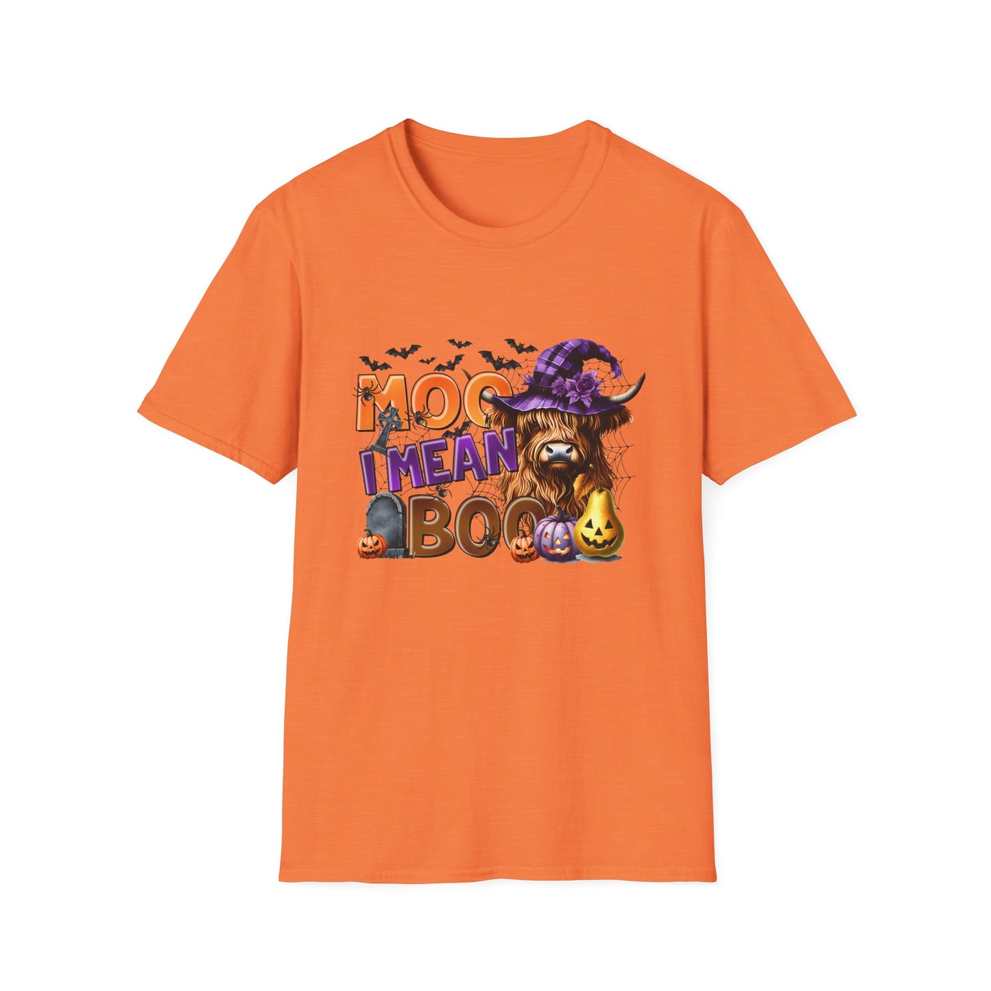 Funny Cow Halloween T-Shirt - "MOO I Mean BOO" - Unisex Softstyle Tee