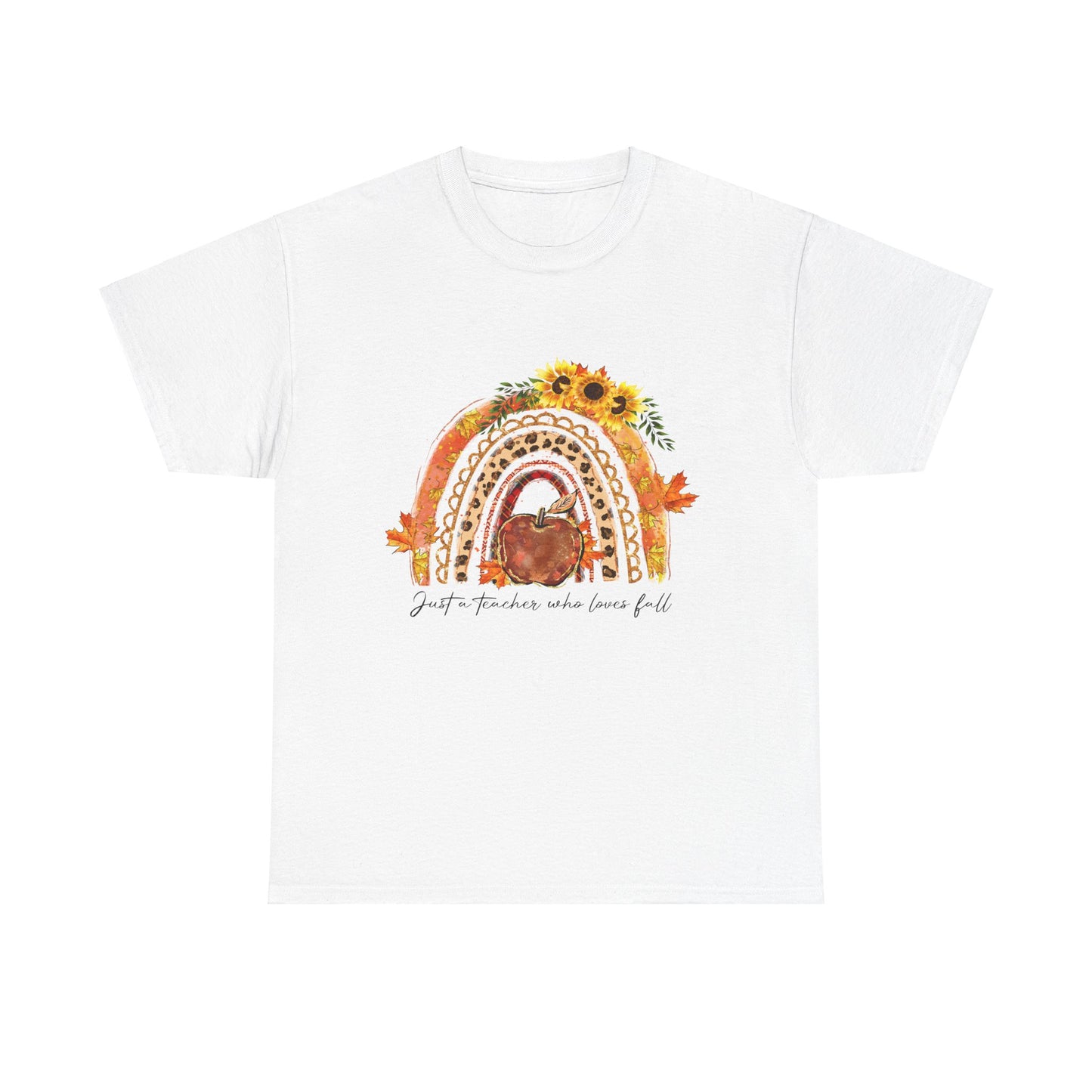 Fall Vibes Unisex Heavy Cotton Tee - 'Just a Teacher Who Loves Fall'