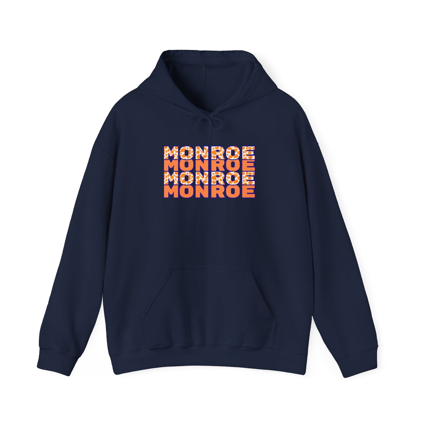 Monroe Spirit 2 dided Cow Print Unisex Heavy Blend™ Hooded Sweatshirt - Cozy and Stylish for Game Days