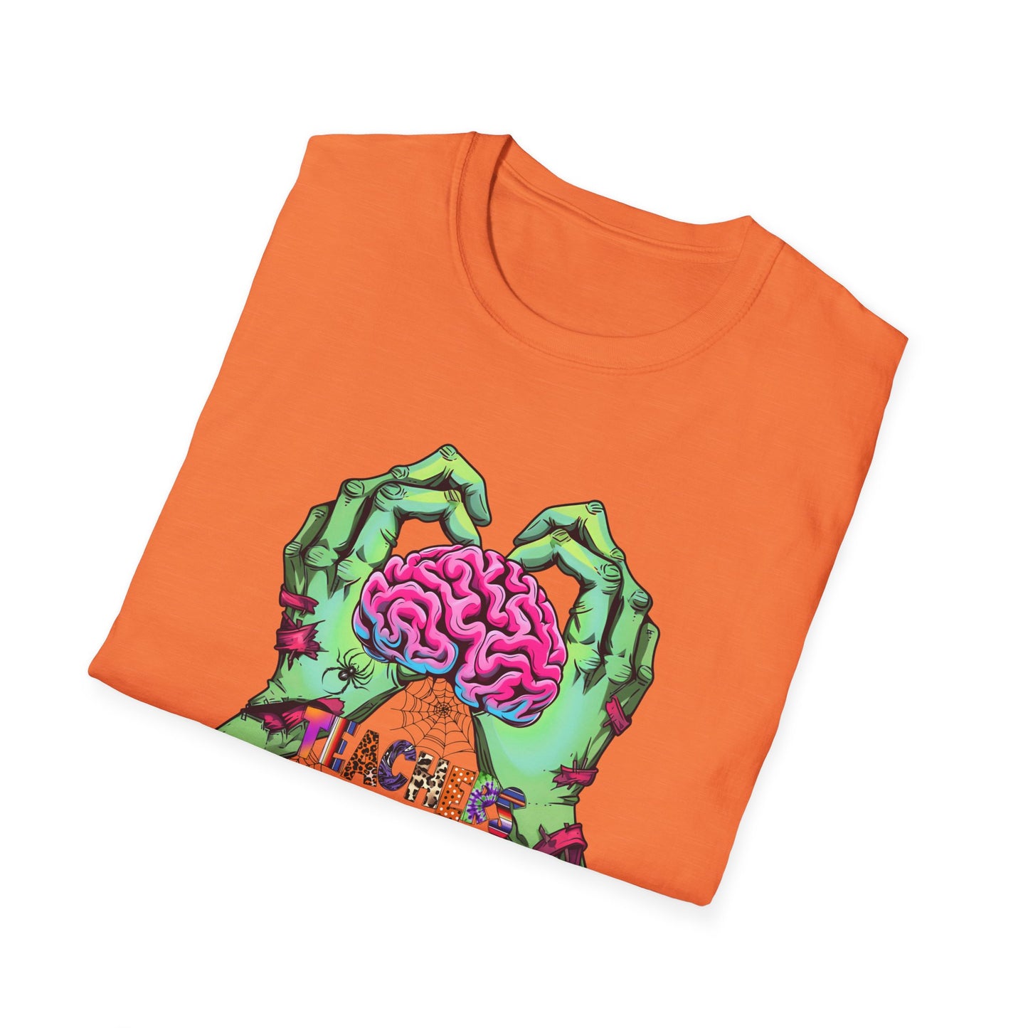 Teachers Love Brains Graphic T-Shirt for Halloween Enthusiasts