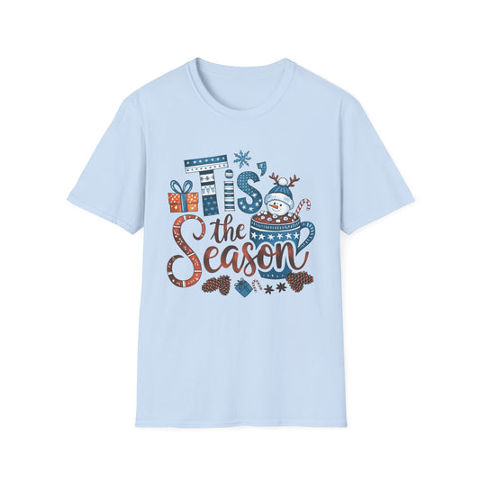 Winter Holiday Snowman Mug Design Unisex Softstyle T-Shirt - ‘Tis the Season Festive Tee