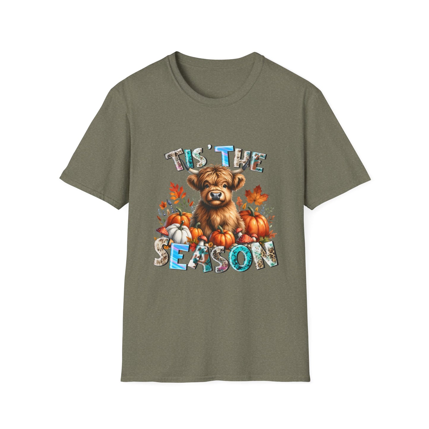 Tis the Season Fall Cow Unisex Softstyle T-Shirt