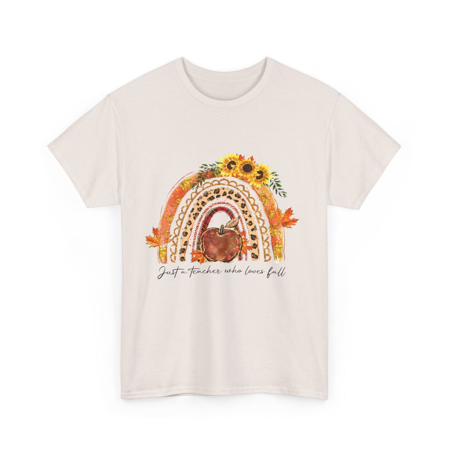 Fall Vibes Unisex Heavy Cotton Tee - 'Just a Teacher Who Loves Fall'