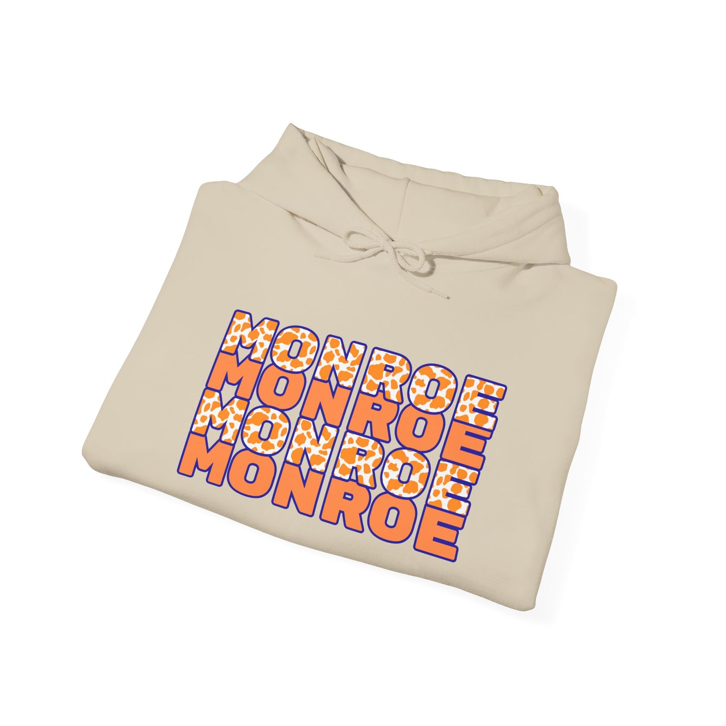 Monroe Spirit 2 dided Cow Print Unisex Heavy Blend™ Hooded Sweatshirt - Cozy and Stylish for Game Days