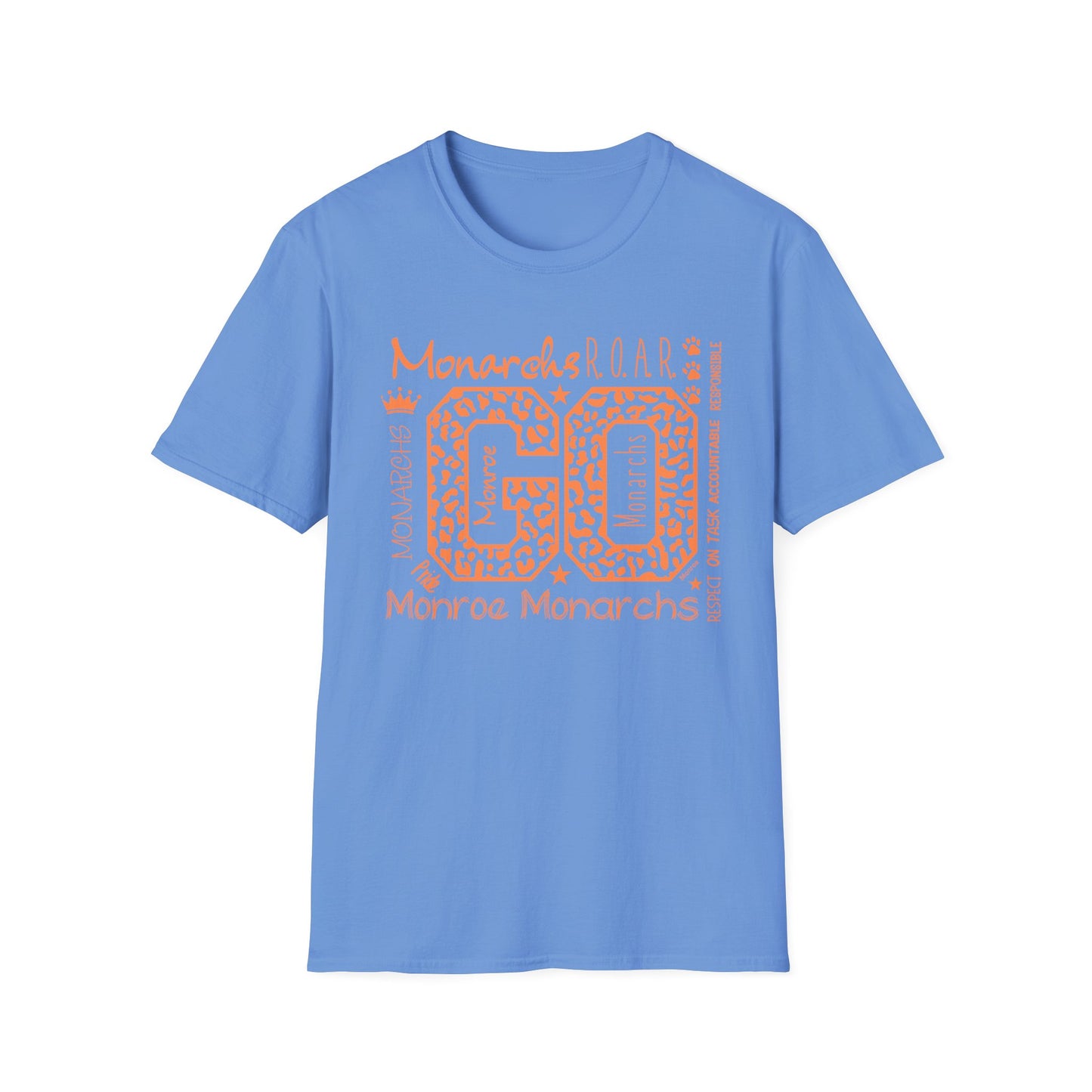 Go  Monarchs Orange Leopard Print Unisex Softstyle T-Shirt