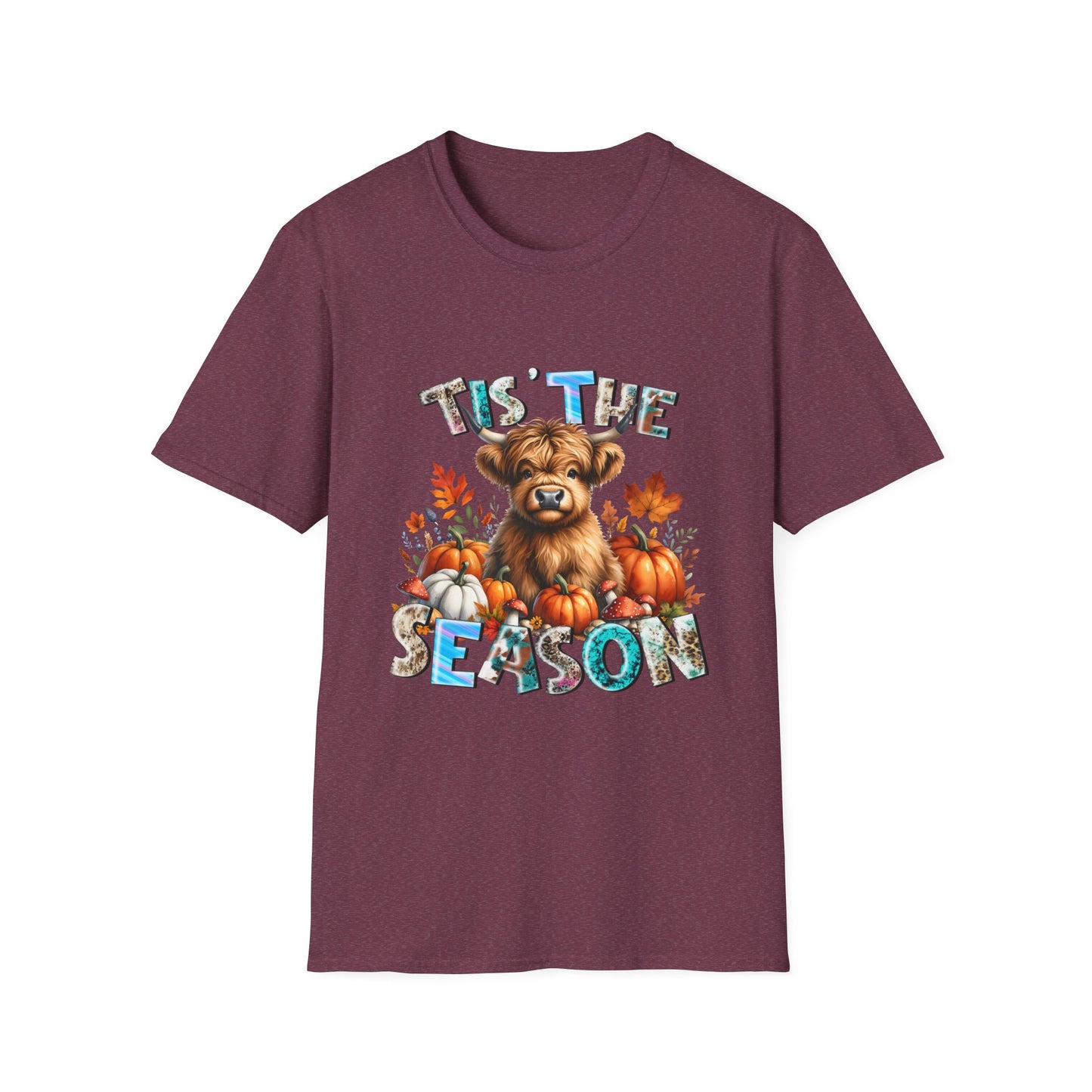 Tis the Season Fall Cow Unisex Softstyle T-Shirt