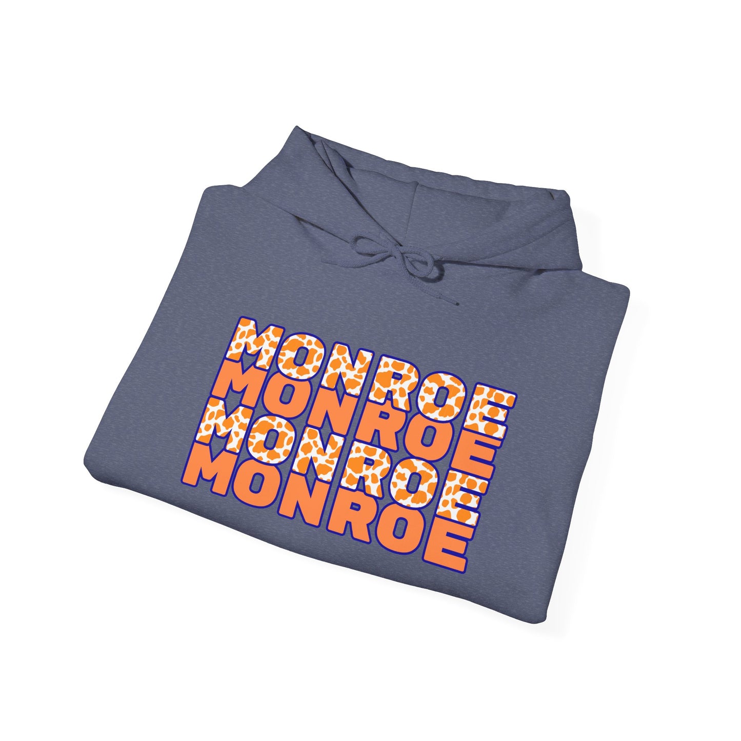 Monroe Spirit 2 dided Cow Print Unisex Heavy Blend™ Hooded Sweatshirt - Cozy and Stylish for Game Days