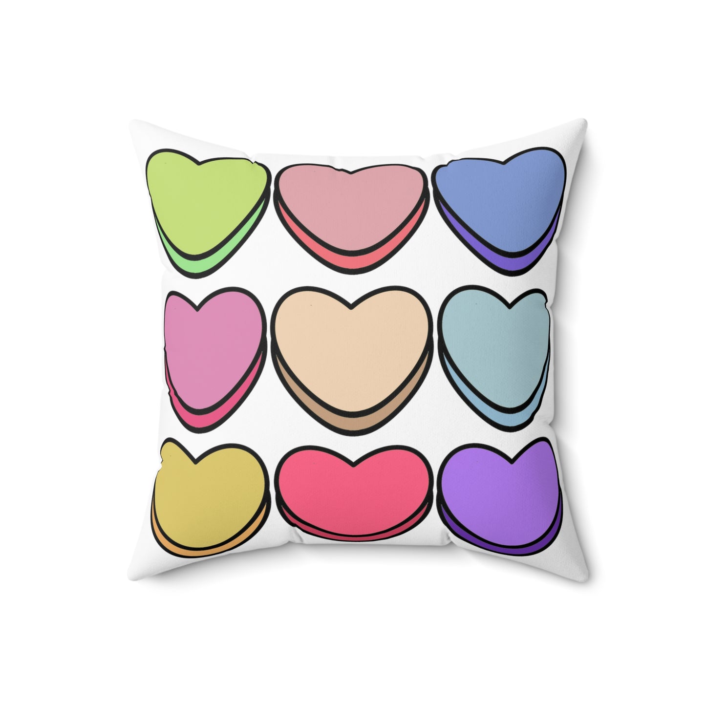 Valentines Brightly Colored Hearts Square Pillow