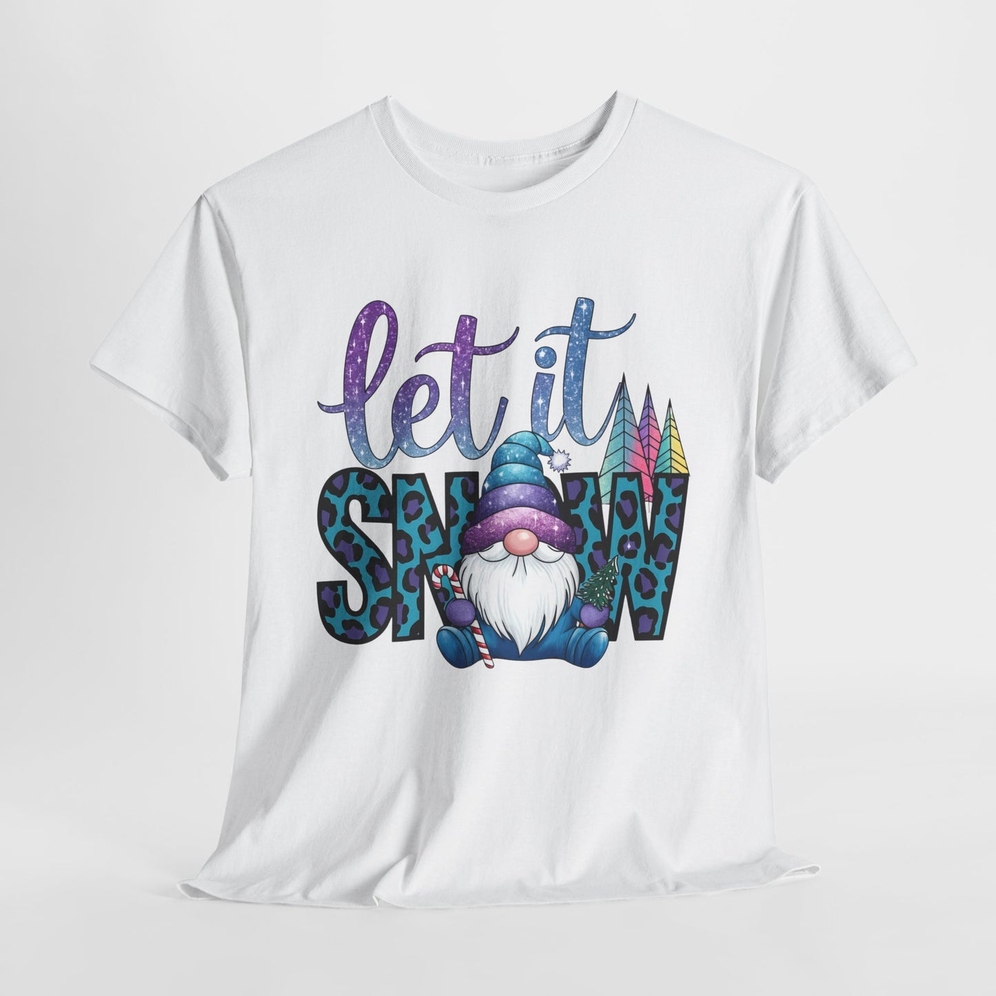 Let It Snow Unisex Heavy Cotton Tee - Fun Winter Holiday Gnome Design