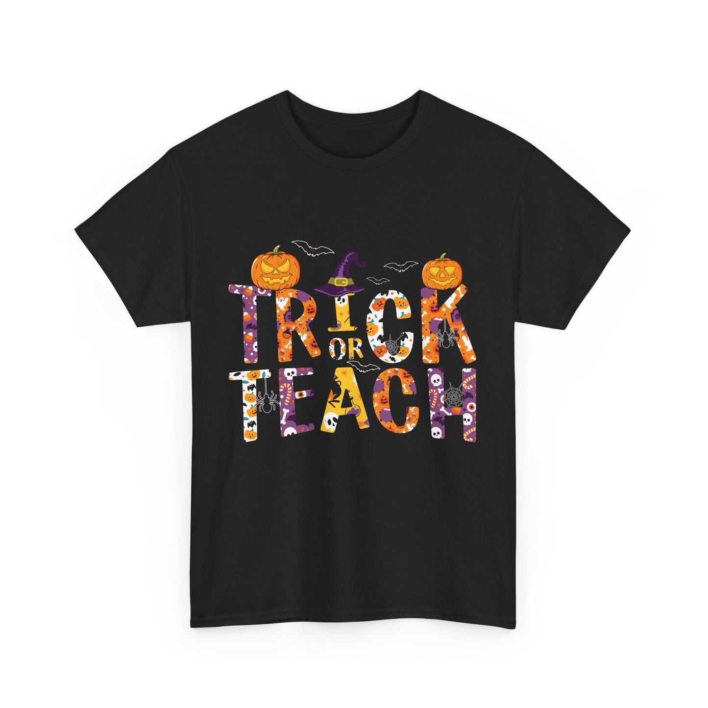 Trick or Teach Halloween School Teacher Unisex Heavy Cotton Tee