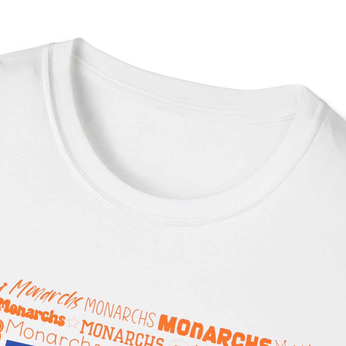 Blue Cow Print M Monarchs Unisex Softstyle T-Shirt - Monarchs Roar Graphic Tee for School Spirit