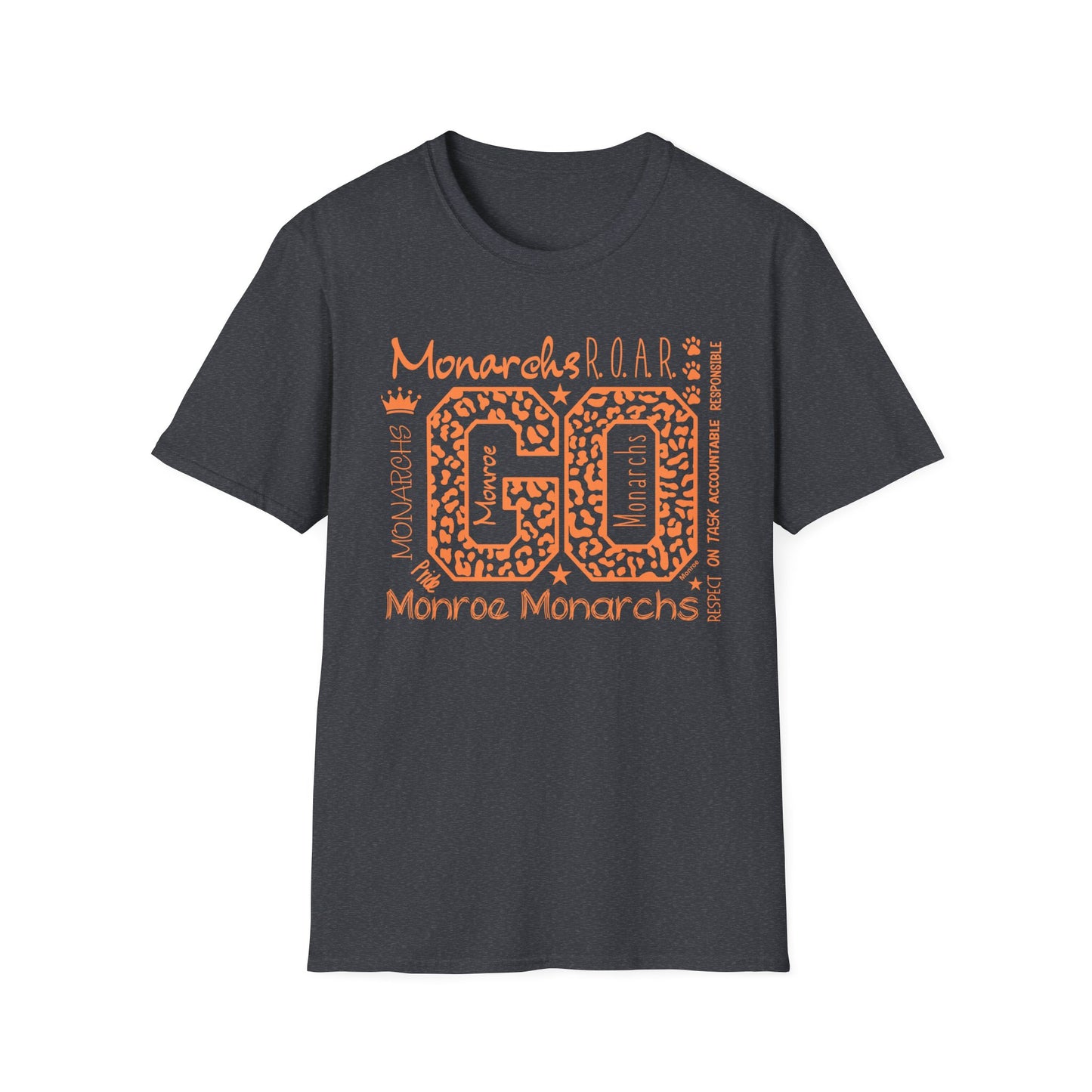 Go  Monarchs Orange Leopard Print Unisex Softstyle T-Shirt