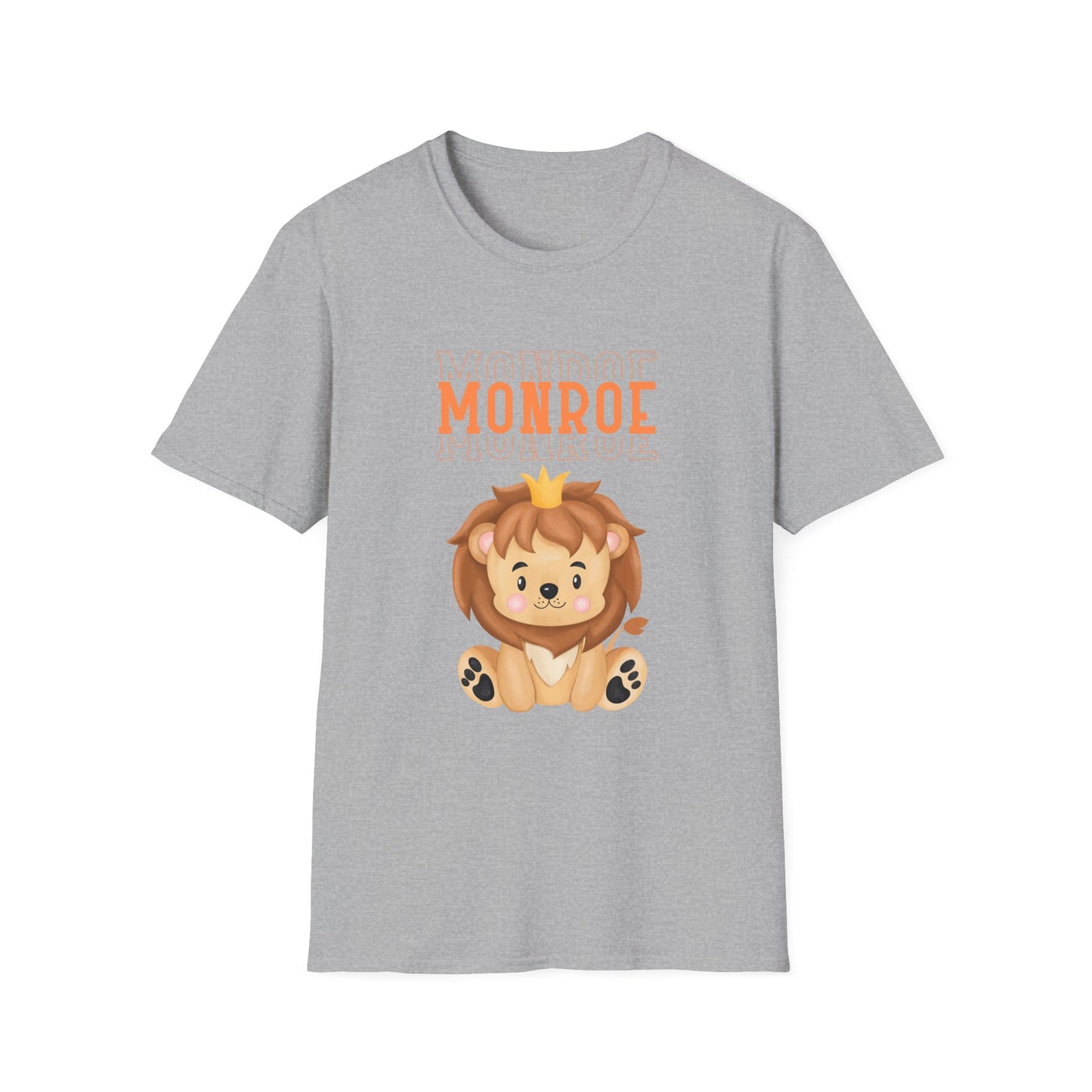 Triple Monroe Orange Lettering with Cute Lion King Unisex Adult Softstyle T-Shirt