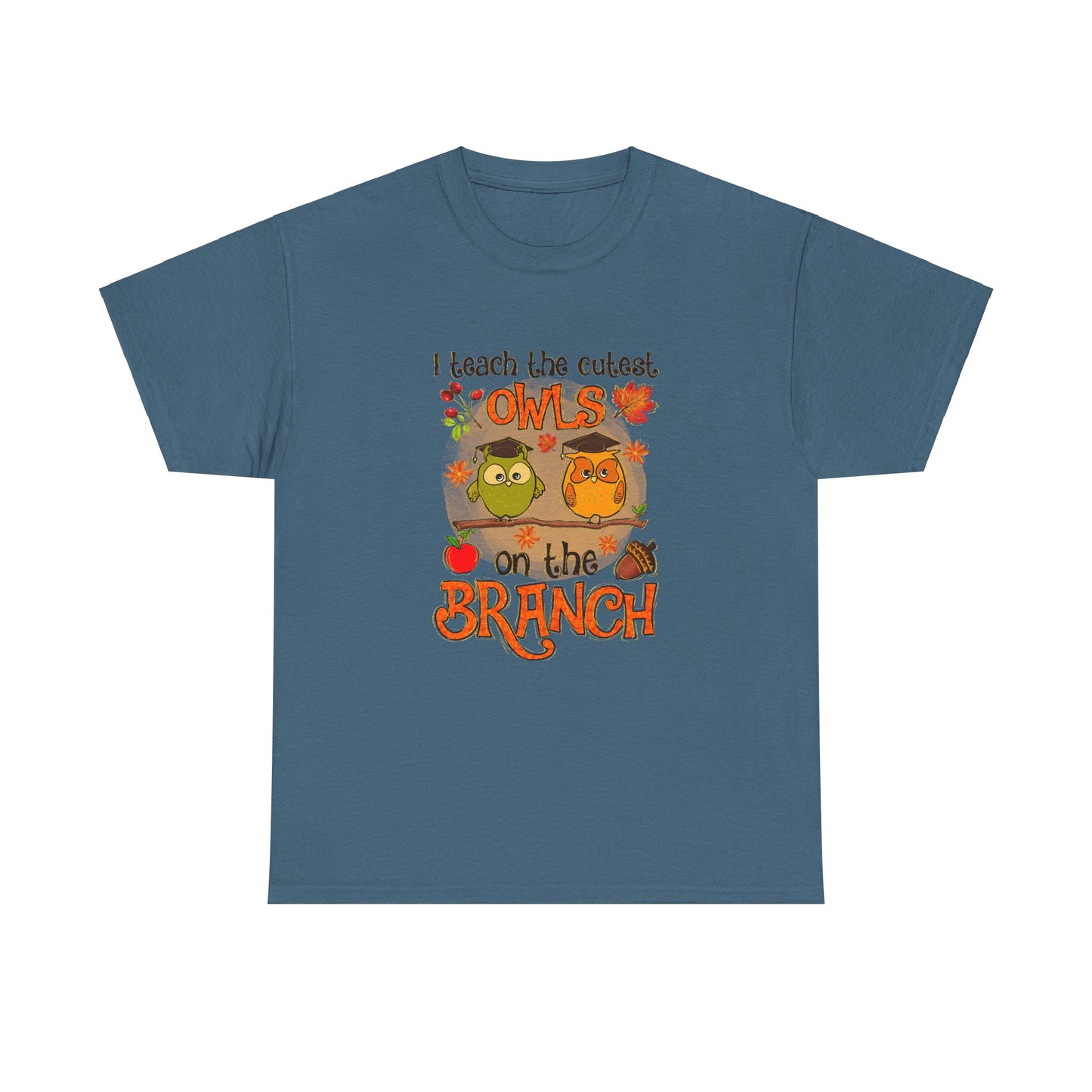 I Teacher The Cutest Owls on the Branch Fall Teacher Unisex Heavy Cotton Tee