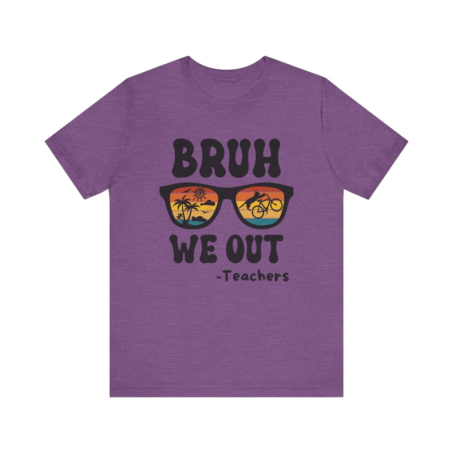 Bruh We OUT Teacher Sunglasses with CatUnisex Jersey Short Sleeve Tee