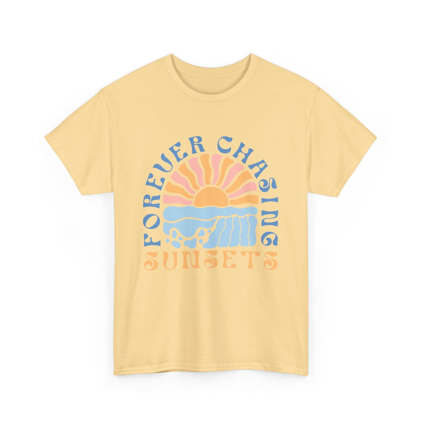 Forever Chasing Sunsets Retro Summer Unisex Heavy Cotton Tee