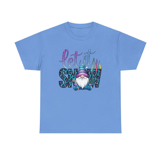 Let It Snow Unisex Heavy Cotton Tee - Fun Winter Holiday Gnome Design