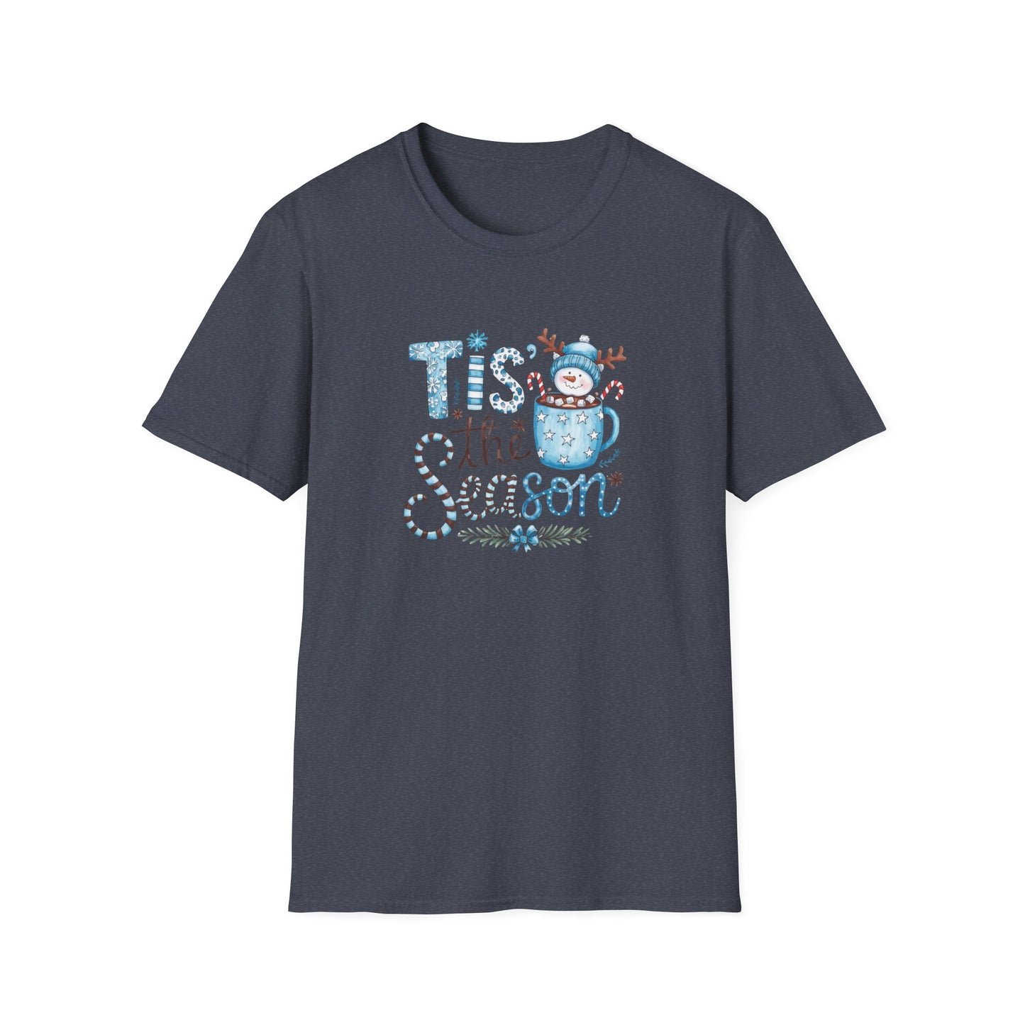 'Tis the Season Unisex Softstyle T-Shirt - Festive Holiday Tee with Snowman Design